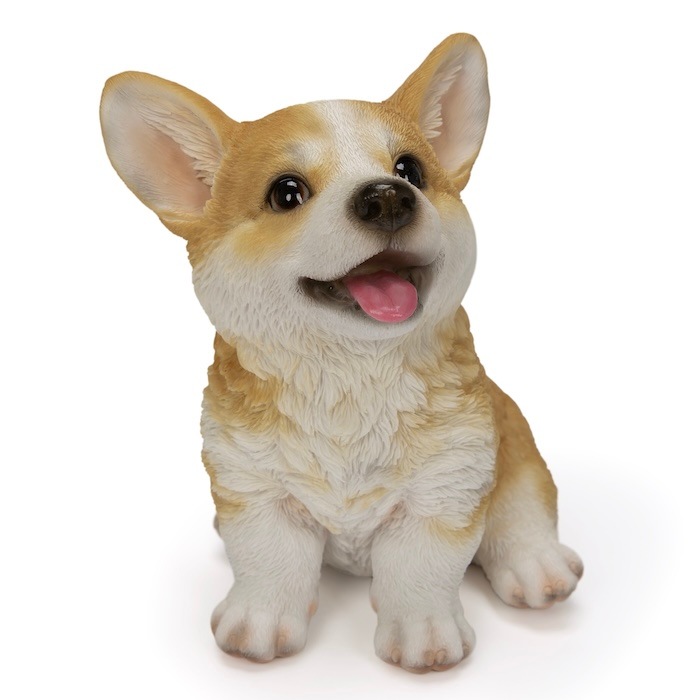 犬 置物 お座りにっこり コーギー レッド グッズ 高さ15.5cm リアル