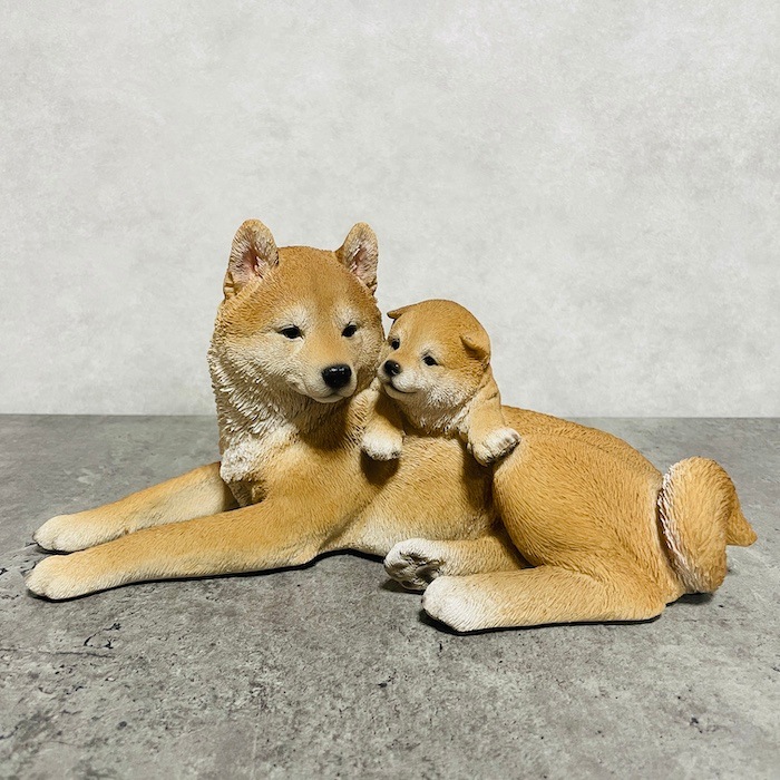 かわいい犬の置物 親子の柴犬 グッズ woobia ウービア イヌ