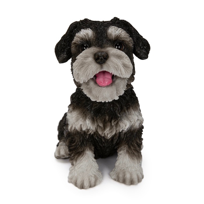犬 置物 お座りにっこり シュナウザー グッズ 高さ15.5cm リアル