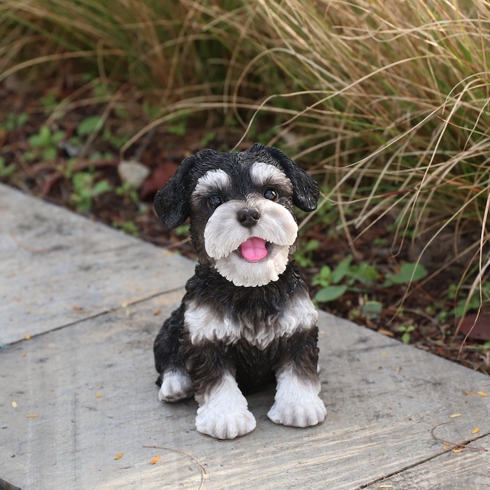 犬 置物 お座りにっこり シュナウザー グッズ 高さ15.5cm リアル