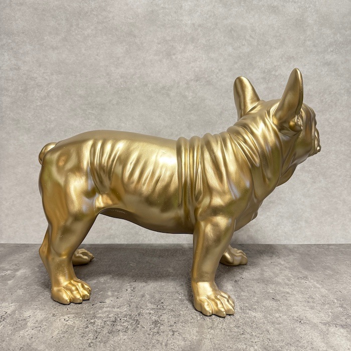 置物 スムースゴールドのフレンチ・ブルドッグ 犬 イヌ 高さ35cm 金色