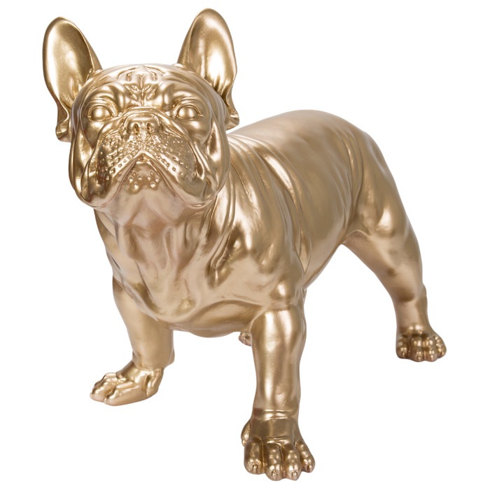 置物 スムースゴールドのフレンチ・ブルドッグ 犬 イヌ 高さ35cm 金色