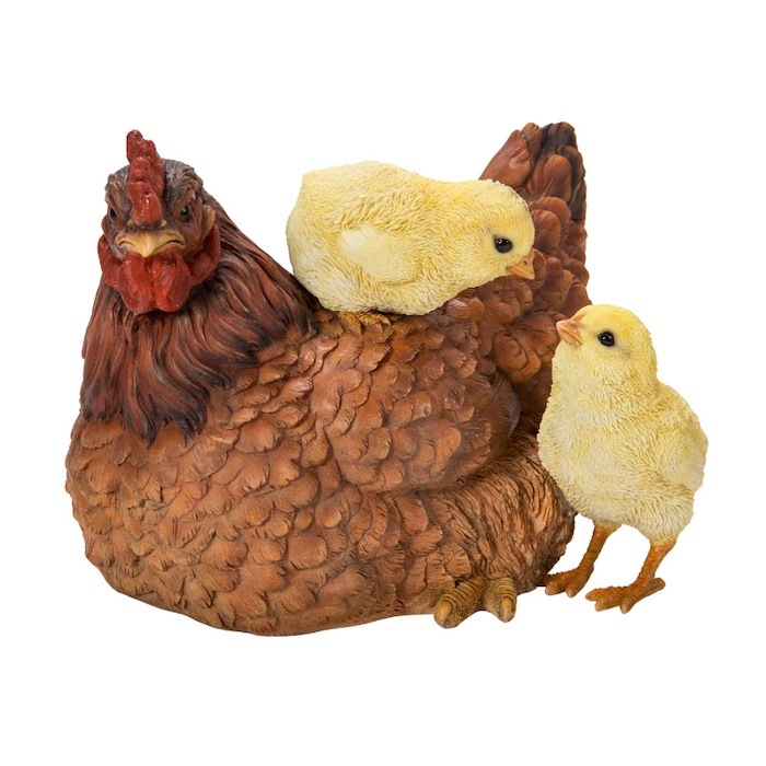 置物 鳥 かわいい オブジェ 北欧 動物 鶏の親子 横幅23cm woobia