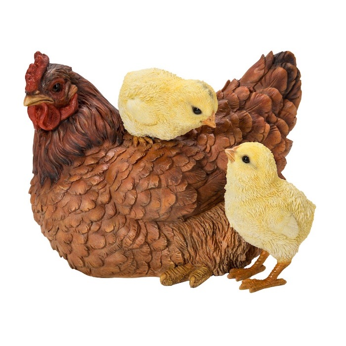 かわいい 置物 動物 鶏の親子 高さ18cm woobia ウービア ニワトリ