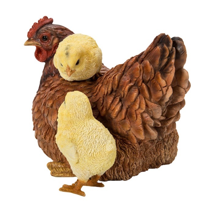 置物 鳥 かわいい オブジェ 北欧 動物 鶏の親子 横幅23cm woobia