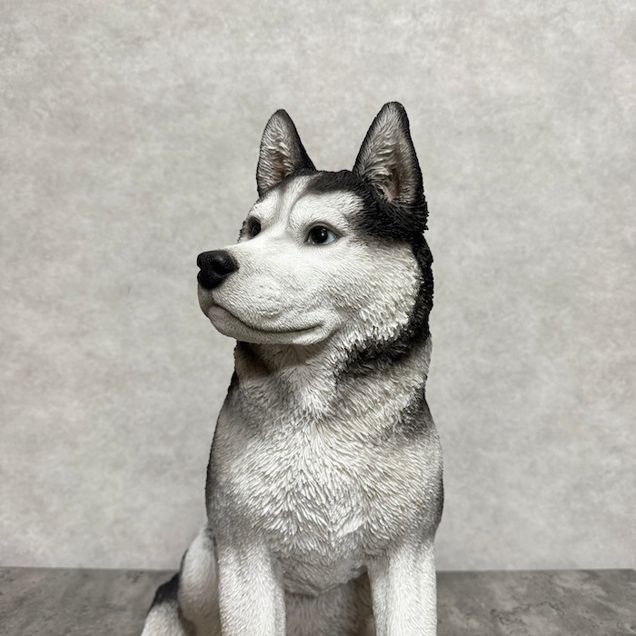 ☆銀座パリス西野店オブジェ☆陶器　犬の置物　高さ46センチ　サイズ大 花瓶付 かわいい 犬 置物 お座り シベリアンハスキー 高さ50cm woobia