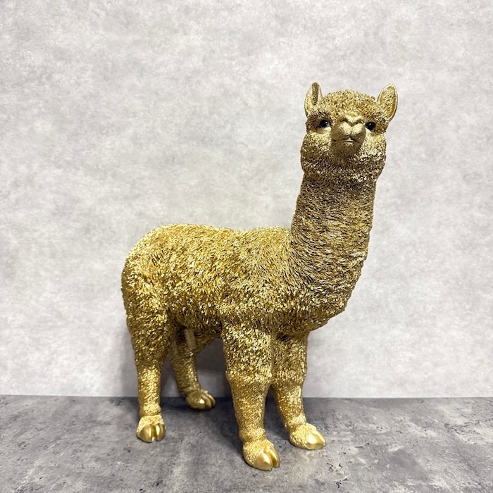 置物 アルパカ ゴールド 大 金色 縁起物 高さ40cm woobia ウービア