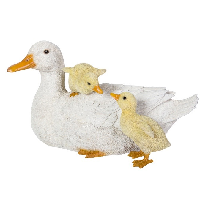 置物 鳥 かわいい オブジェ 横幅29cm 北欧 動物 アヒルの親子 woobia
