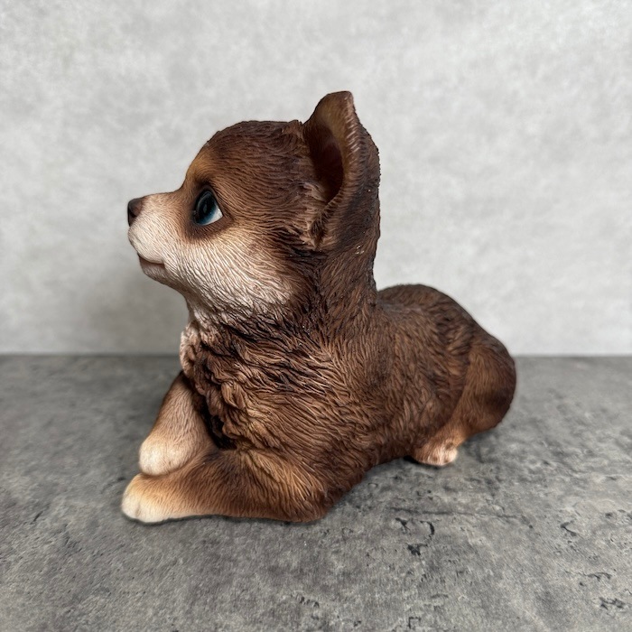 犬 置物 おしゃれ 見上げるチワワ ブラウン 横幅17cm かわいい 動物