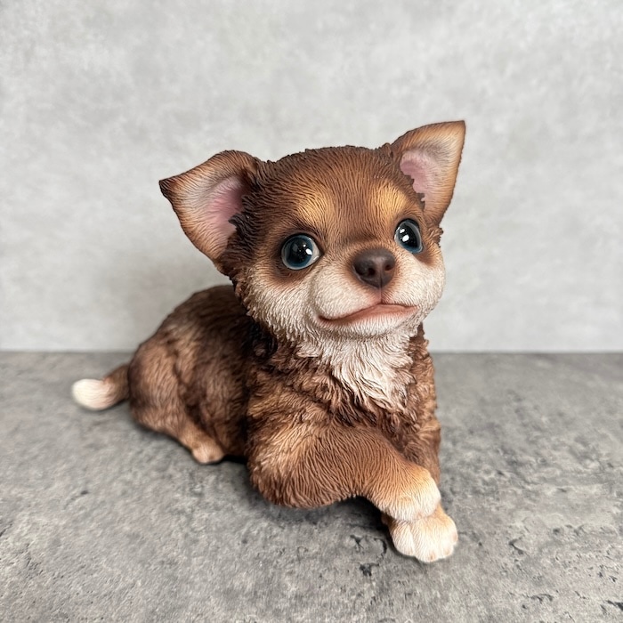 犬 置物 おしゃれ 見上げるチワワ ブラウン 横幅17cm かわいい 動物