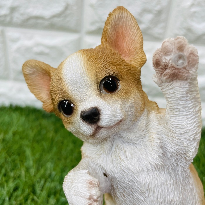 スワールウッド　天然無垢材　チワワ　木彫り　手彫り　木製　置物　犬　ハンドメイド スワールウッド 天然無垢材 チワワ 犬の置物 手彫り 木彫り 木製