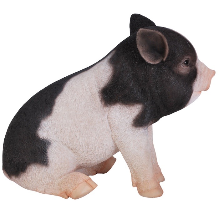 置物 お座り黒白桃豚 ブタグッズ 高さ23.5cm woobia ウービア 大きい