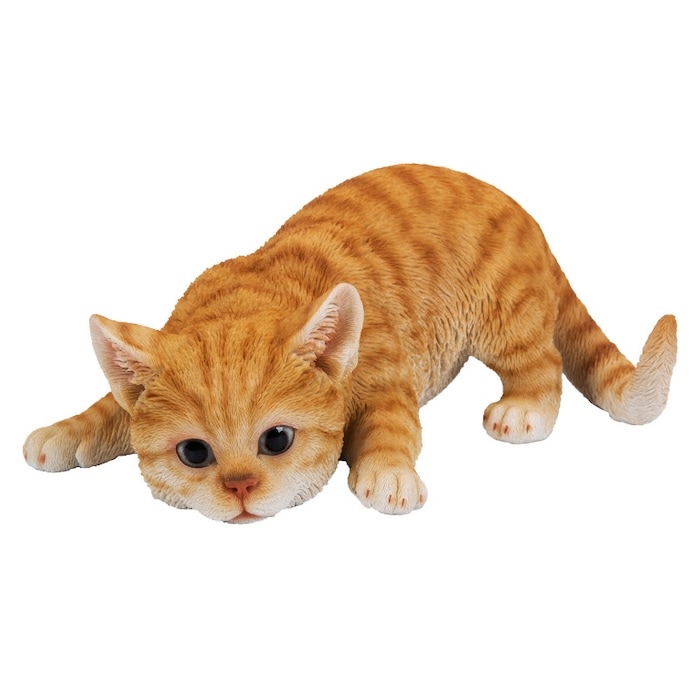 置物 小さい 動物 獲物発見 茶トラ猫 ネコ 横幅23cm woobia ウービア