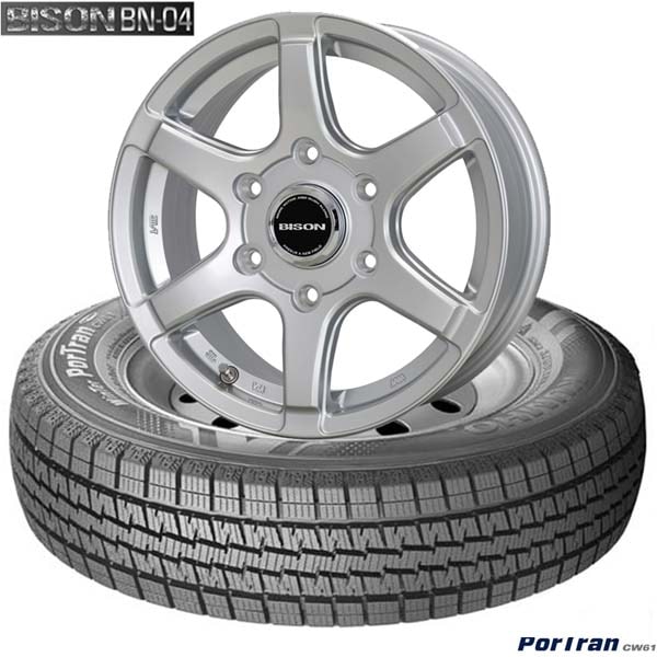 �����Х��195/80R15 107L��4�ܥ��åȡӡå���� Winter PortTran CW61 &BISON BN-04�å����åɥ쥹��������ۥ����륻�å�