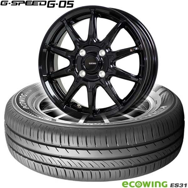 175 65R15 84H クムホ ecowing ES31 エコウイング ES31 G speed G-05 ジースピード G-05 タイヤホイール4本セット タイヤホイールセット br クムホ , スタンダード低燃費タイヤ ecowing ES31 G Speed G-05 ブラックホイール 緑タイヤドットJP