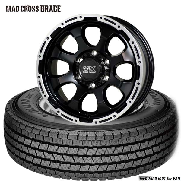 �ϥ���������195/80R15 107L��4�ܥ��åȡӡå襳�ϥ� ice GURD iG91 & MAD CROSS GRACE�å����åɥ쥹��������ۥ����륻�å�