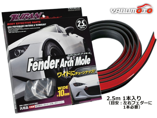 小城　10P JURANフェンダーアーチモール 2.5m 1本入り ブラック ウレタン