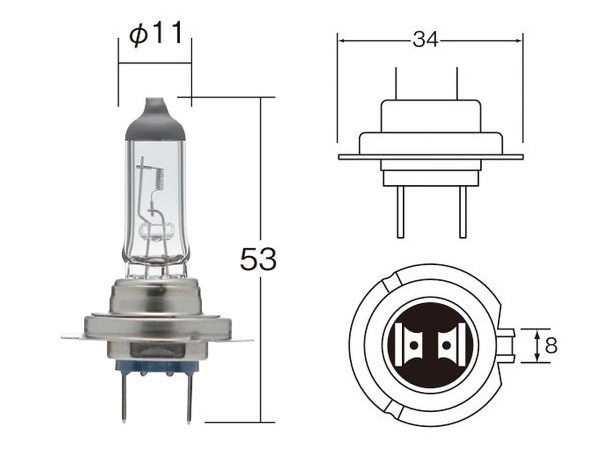 ハロゲン バルブ H7 ヘッド ランプ ライト 12V 55W PX26d T11 クリア 1
