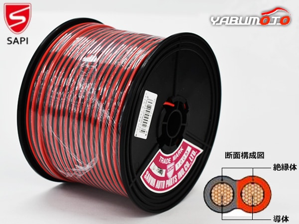 SAPI 三和自動車部品工業 配線コードW ダブル 100m 0.75φ 赤黒 VFFD