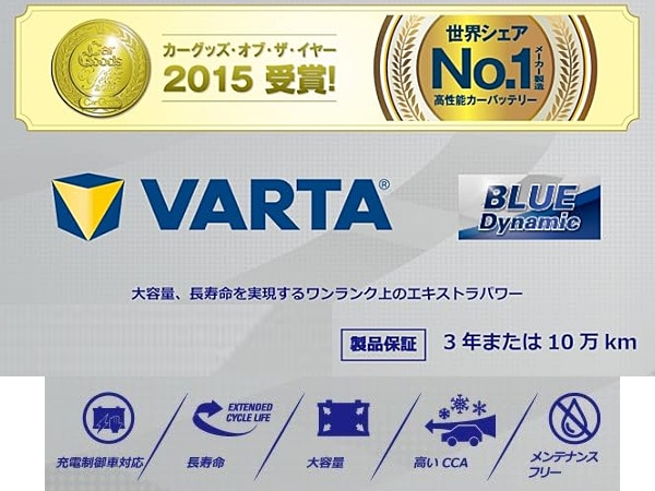 VARTA ブルー ダイナミック バッテリー 95D23L 充電制御車対応