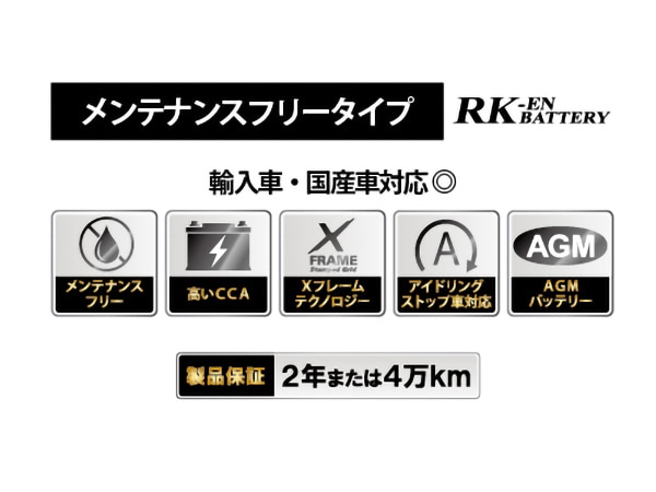 欧州車用 バッテリー LN4 AGM 80Ah メルセデス ベンツ BMW MINI VW Audi smart レクサス EN規格(L4)の国産車  米車 ISS車 HV車に最適！ oriental oem