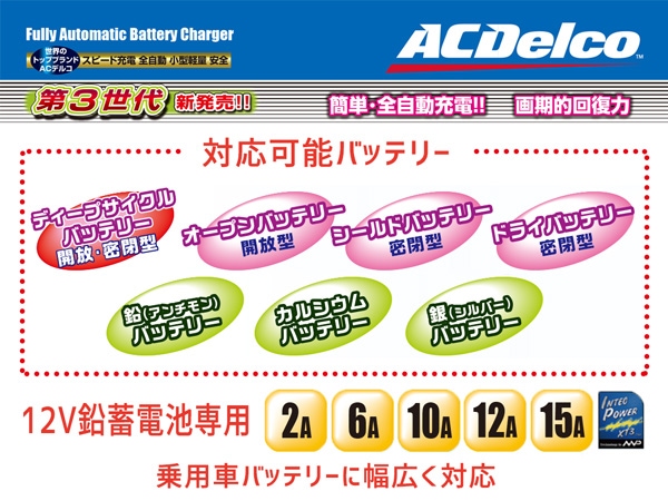 ACデルコ バッテリーチャージャー バッテリー充電器 12V専用 AD-3002
