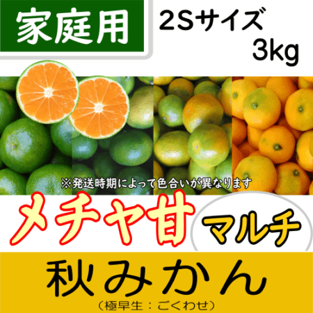 【南三重産】メチャ甘マルチ★秋みかん_家庭用2Sサイズ_3kg箱入～美味しいみかんを食べて♪～