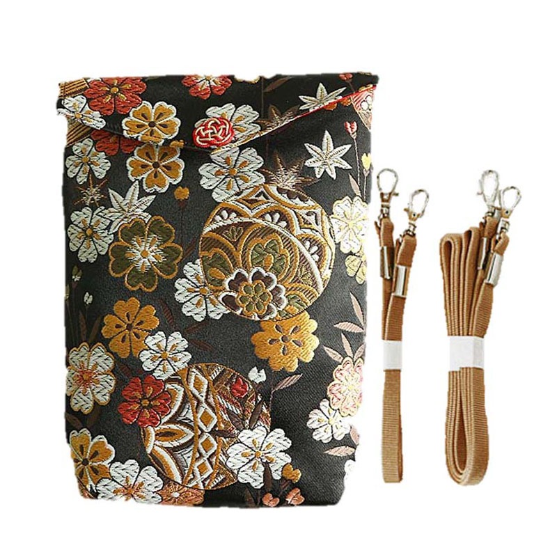 斜め掛け ポシェット 御朱印帳袋「手毬花柄模様」 2冊入れサイズ