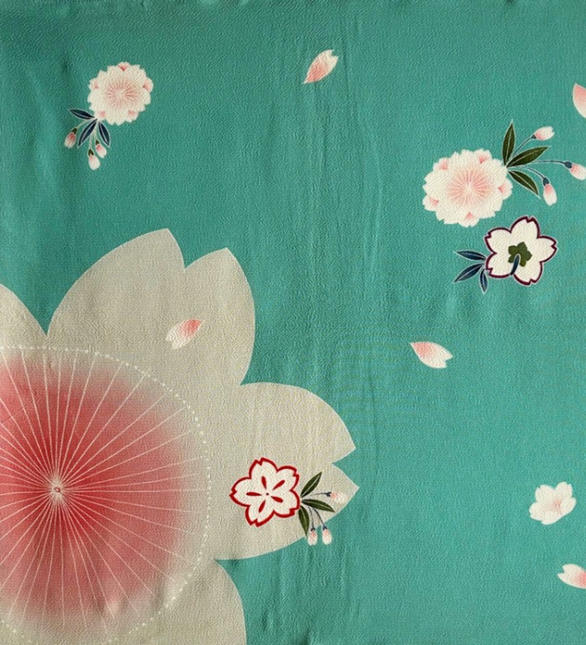 正絹　ゆたん　風呂敷 平井友禅工場 正絹ちりめん風呂敷 二巾 №8 「桜」
