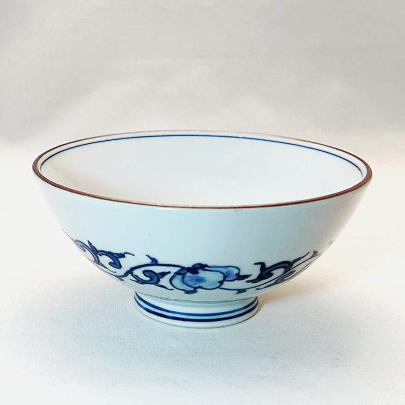 染付帯唐草飯茶碗（大） 京焼清水焼 □双楽窯