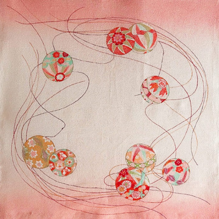 布絵　織物　平安　額装 布絵 織物 平安 額装