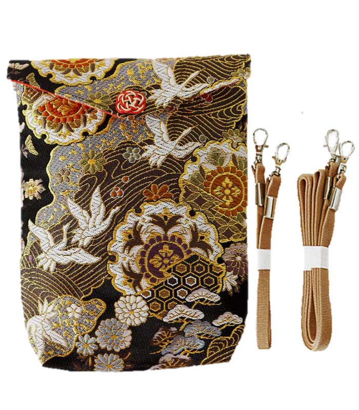 斜め掛け ポシェット 御朱印帳袋「吉祥紋銀河の鶴」 2冊入れサイズ