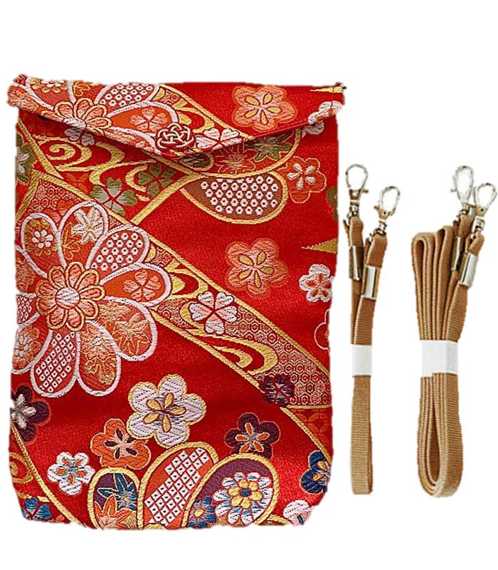 斜め掛け ポシェット 御朱印帳袋「吉祥花尽し」 2冊入れサイズ 西陣織