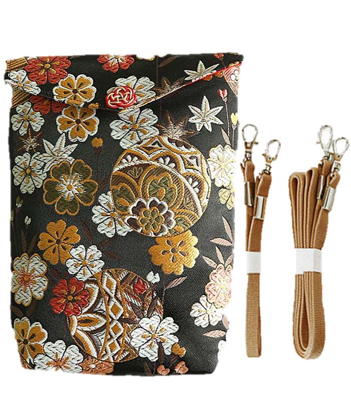 斜め掛け ポシェット 御朱印帳袋「手毬花柄模様」 2冊入れサイズ