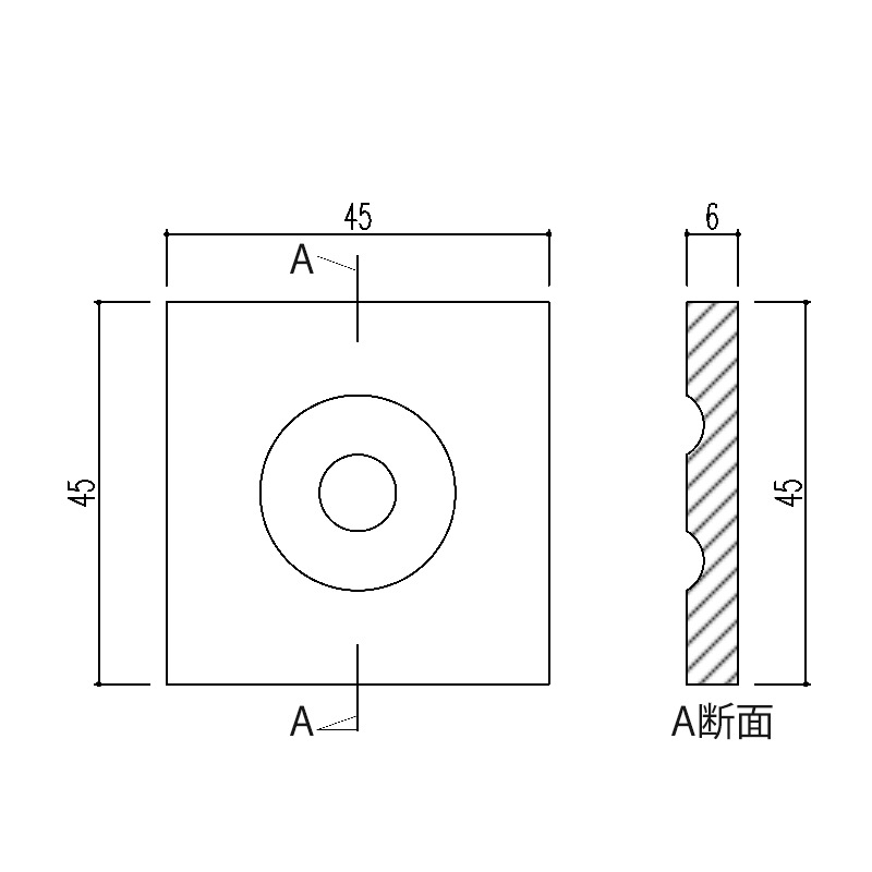 ABL10AY���ᵻ������� �֥��å��� 45��45��6mm �ʥ��桼����