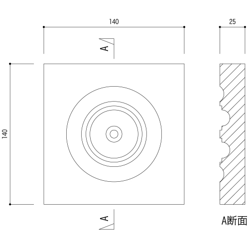 ABL23AY���ᵻ������� �֥��å��� 140��140��25mm �ʥ��桼����