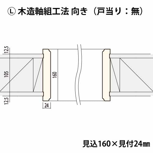 KM2060L：丸枠 間口600 戸当り無し（見付24・見込160） │ みはしプロ