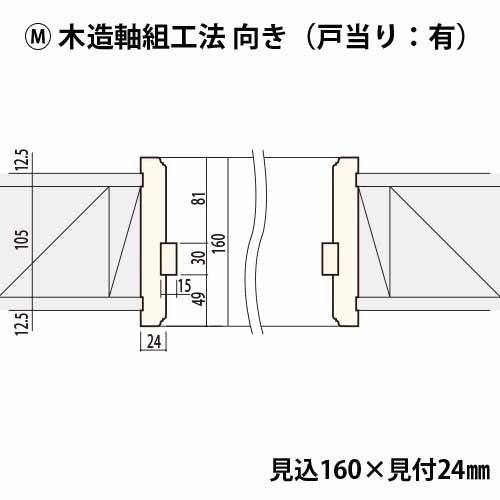 KM2074M：丸枠 間口740 戸当り有り（見付24・見込160） │ みはしプロ