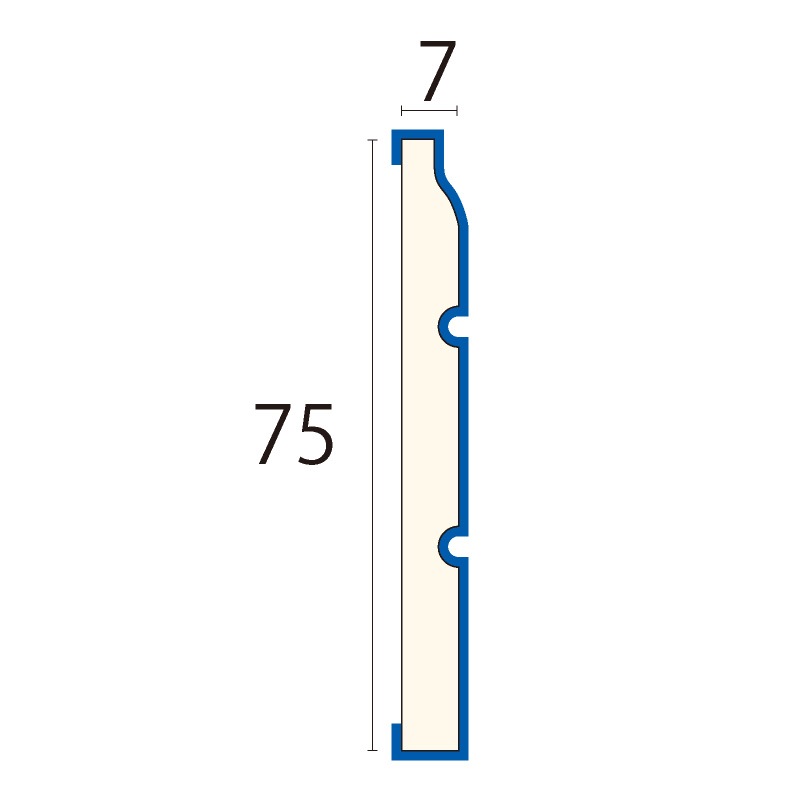 WRM 25**：MDF製ハイラップ ［75×7］ 2400mm │ みはしプロ（みはし