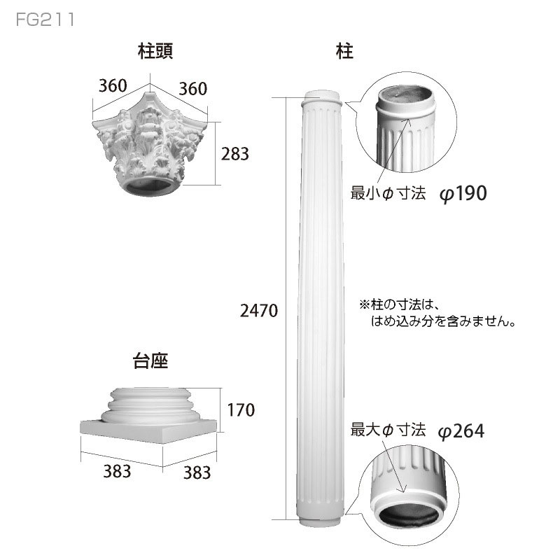 FG211 ����ॻ�åȡ����쥬��FRP�� 2923mm�ʾ塧360��360������383��383�� �����Ӻ����������