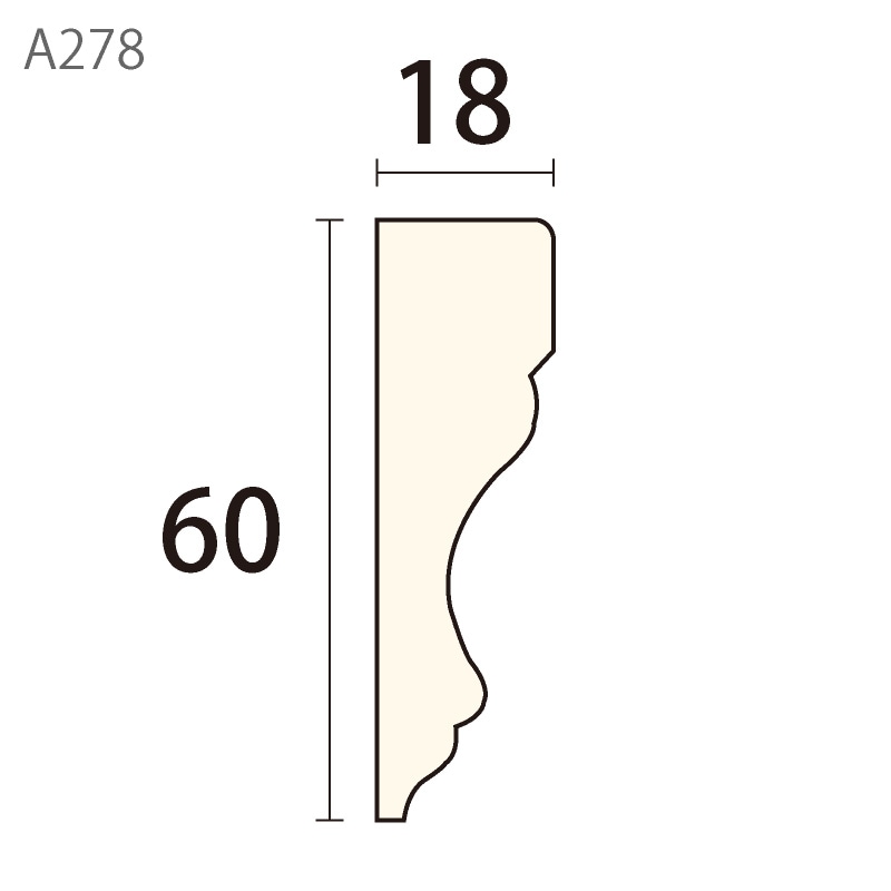 A278P：サンメント ［60×18］ 3650mm （アユース材） ※ペンキ塗
