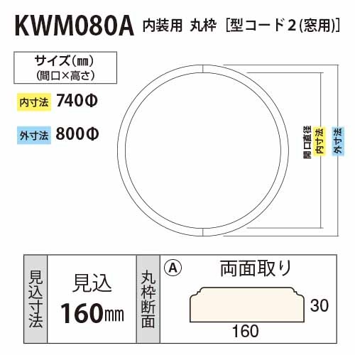 KWM080A：窓用丸枠（サークル枠） 外寸：φ800 │ みはしプロ（みはし
