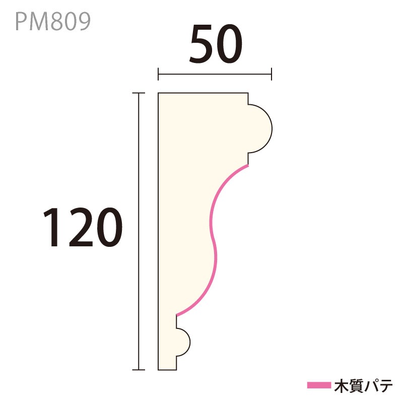 PM809S：パスタモールディング ［120×50］ 3000mm（AY
