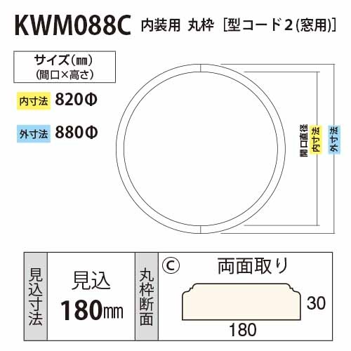 KWM088C：窓用丸枠（サークル枠） 外寸：φ880 │ みはしプロ（みはし