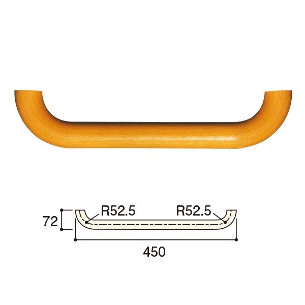 Nkabetukeyo450｜φ35用壁付用手すり ホワイトチェリーオーク材 抗菌