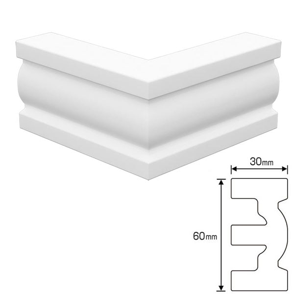 NEX012B｜内装・外装用不燃モールディング 出隅材 NEXモール 60×90