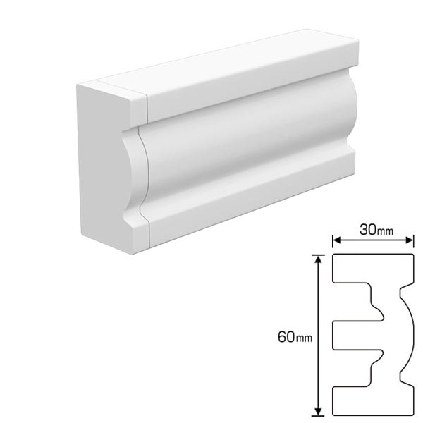 NEX012E｜内装・外装用不燃モールディング エンド左 NEXモール 60×30