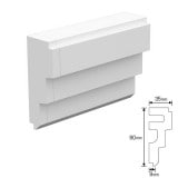 NEX031E｜内装・外装用不燃モールディング　エンド左　NEXモール　90×35×120mm|モールディング|NEXモール（内装用・外装用不燃材モールディング）