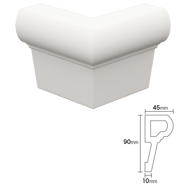 NEX032B｜内装・外装用不燃モールディング 出隅材 NEXモール 90×75