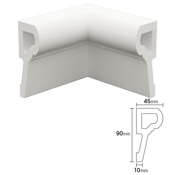 エルフモール出品 NEX032C｜内装・外装用不燃モールディング 入隅材 NEXモール 90×120